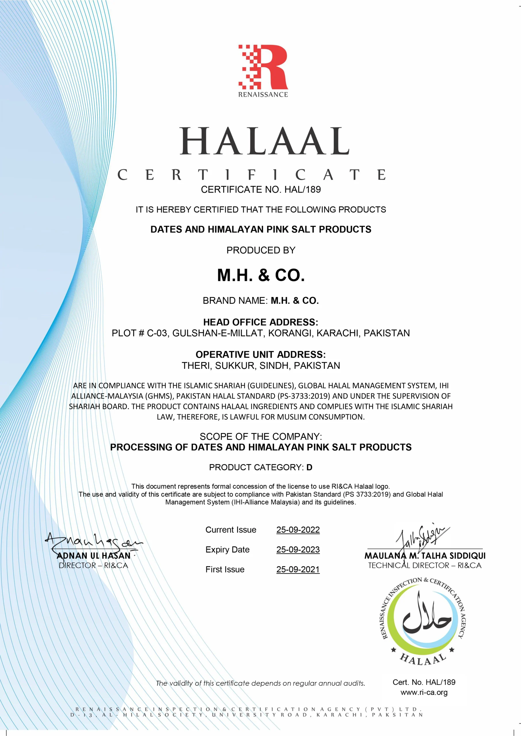 M.H. Halal Certificate